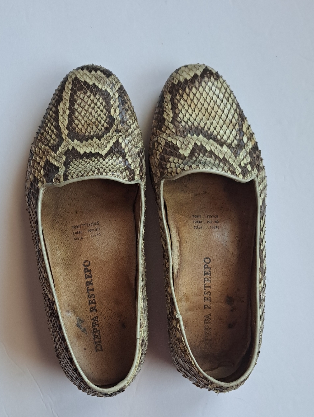 Dieppa Restrepo Python Print Slip-On Flats - Beige & Brown